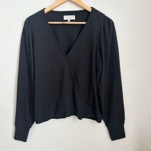 Madewell Texture & Thread Faux Wrap Puff Sleeve Blouse - Medium